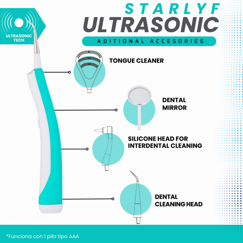 Ultrasonic - Limpiador Dental con Vibración de Alta Frecuencia para Limpieza Profunda y Efectiva